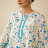 Chaman Gota Details Festive Salwar Cotton Slub Coord Set - Azure Blue