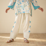 Chaman Gota Details Festive Salwar Cotton Slub Coord Set - Azure Blue