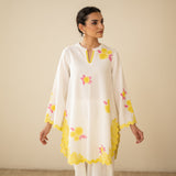 Rose Embroidered Linen Cotton Farshi Coord Set - Mango Bite