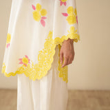 Rose Embroidered Linen Cotton Farshi Coord Set - Mango Bite