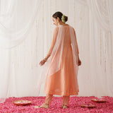 Peach Chanderi Kurta Set with Dupatta