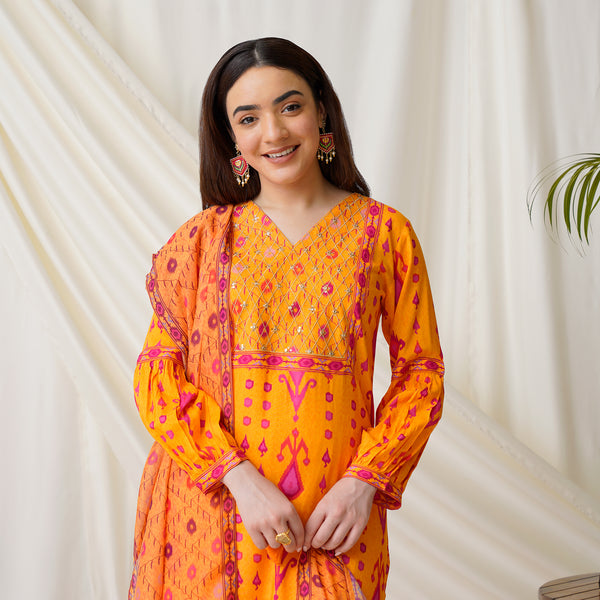 Turmeric Rose Embroidered Salwar Kurta Set with Dupatta