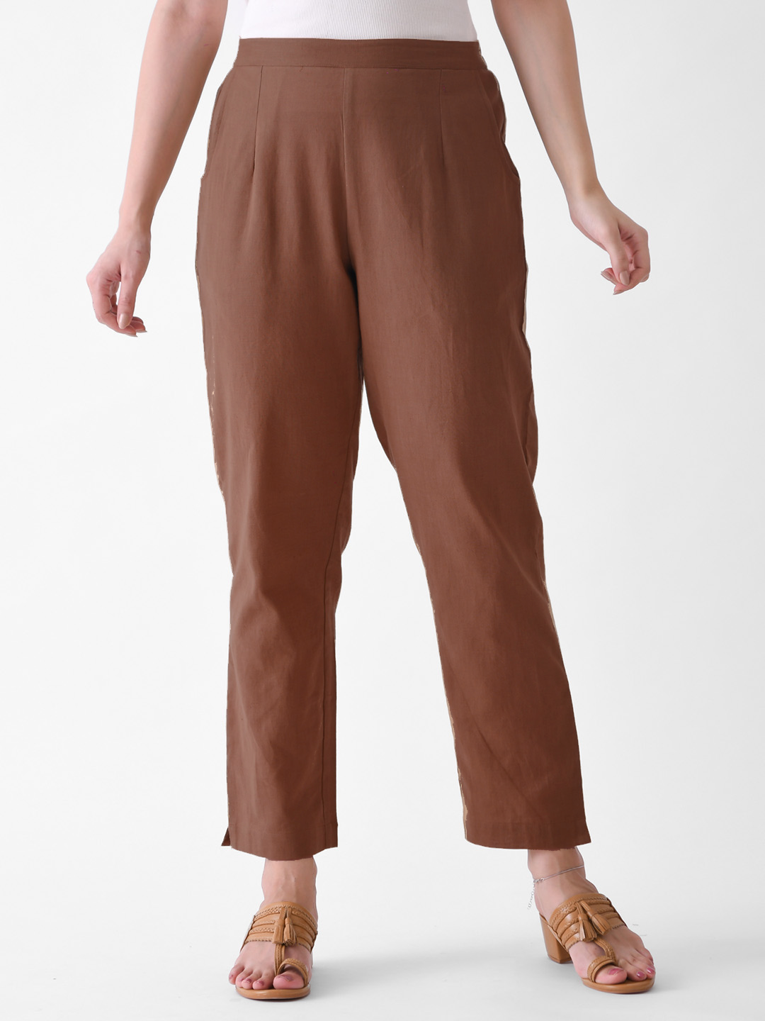 Choco Brown Cotton AMPM Pants