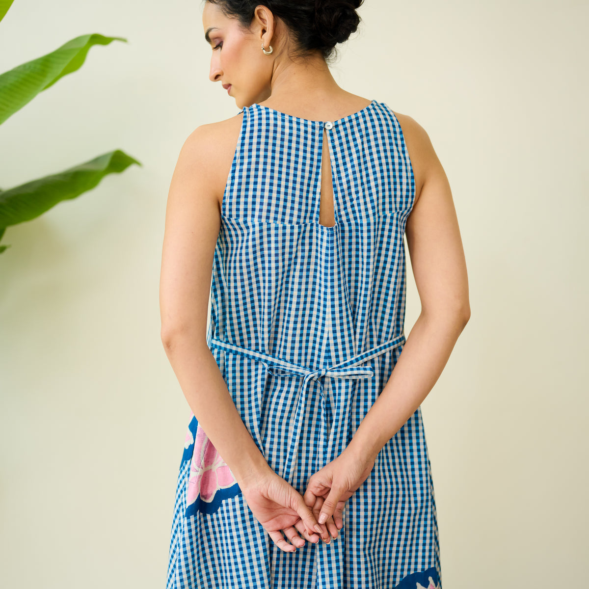 Mrinal Slub Cotton Summer Dress - Royal Blue