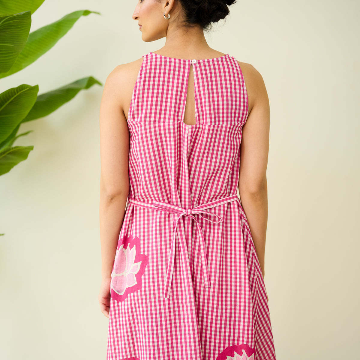 Mrinal Slub Cotton Summer Dress - Magenta
