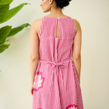 Mrinal Slub Cotton Summer Dress - Magenta
