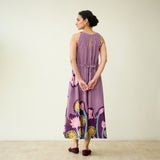 Mrinal Slub Cotton Summer Dress - Violet