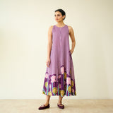 Mrinal Slub Cotton Summer Dress - Violet