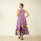 Mrinal Slub Cotton Summer Dress - Violet