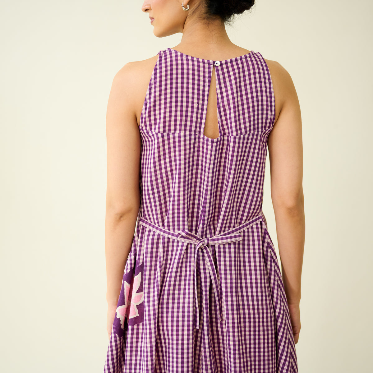 Mrinal Slub Cotton Summer Dress - Violet