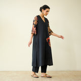 Morni Hand Embroidered Mulmul Cotton Kurta - Black