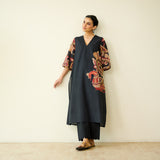 Morni Hand Embroidered Mulmul Cotton Kurta - Black
