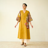 Morni Hand Embroidered Mulmul Cotton Kurta - Mustard