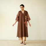 Morni Hand Embroidered Mulmul Cotton Kurta - Brown