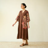 Morni Hand Embroidered Mulmul Cotton Kurta - Brown