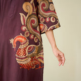 Morni Hand Embroidered Mulmul Cotton Kurta - Burgundy