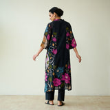 Vrinda Hand Embroidered Kota Doria Cotton Kurta - Black