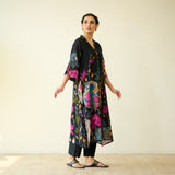 Vrinda Hand Embroidered Kota Doria Cotton Kurta - Black