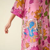 Vrinda Hand Embroidered Kota Doria Cotton Kurta - Pink