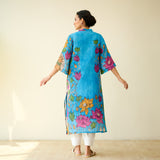 Vrinda Hand Embroidered Kota Doria Cotton Kurta - Electric Blue