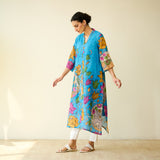 Vrinda Hand Embroidered Kota Doria Cotton Kurta - Electric Blue