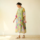Vrinda Hand Embroidered Kota Doria Cotton Kurta - Pista Green