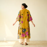 Vrinda Hand Embroidered Kota Doria Cotton Kurta - Mustard