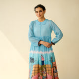 Tira Kota Doria Cotton Fun Dress - Ice Blue