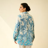 Raga Kota Doria Cotton Shirt - Asmani Blue