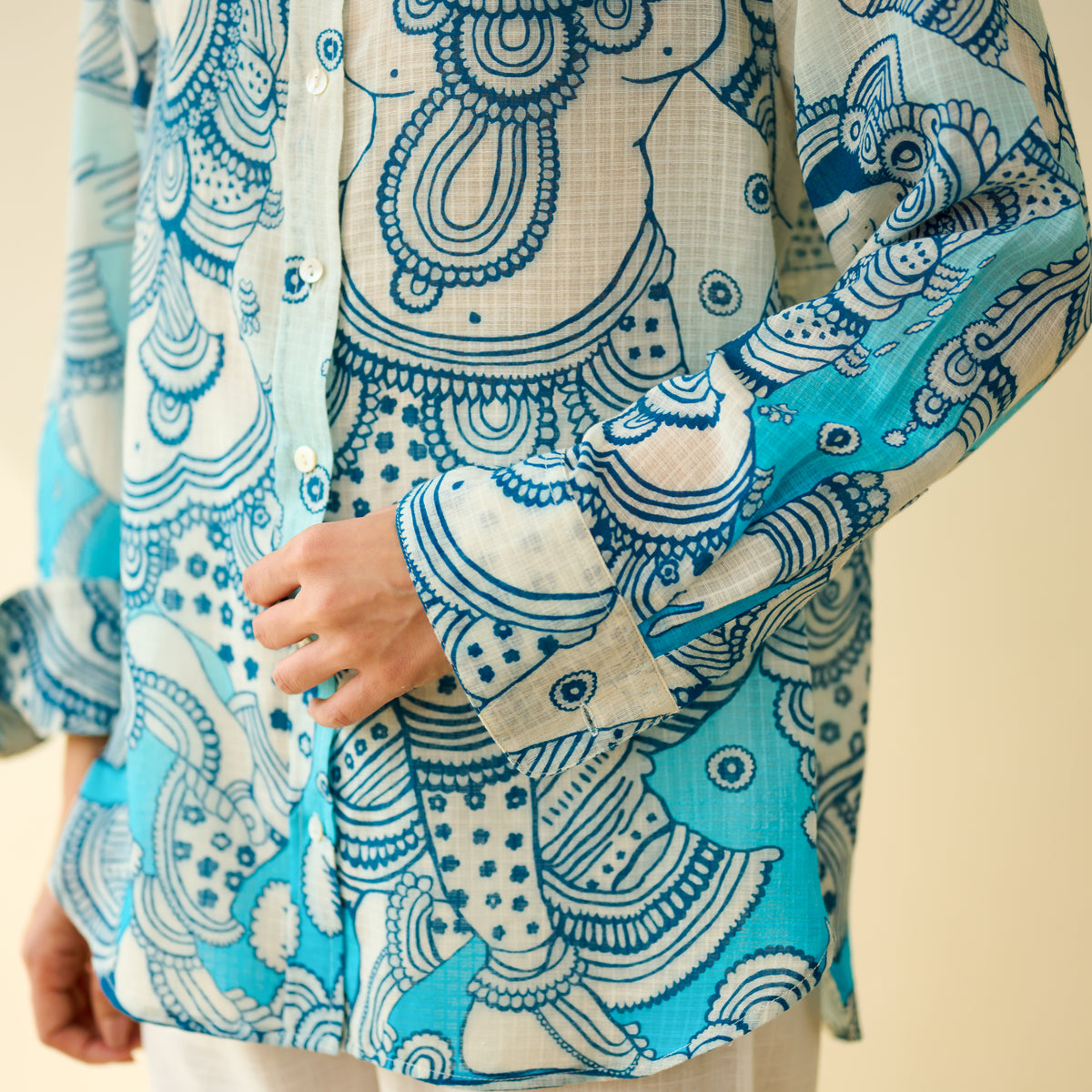 Raga Kota Doria Cotton Shirt - Asmani Blue