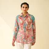 Raga Kota Doria Cotton Shirt - Turquoise