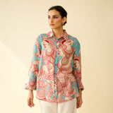Raga Kota Doria Cotton Shirt - Turquoise