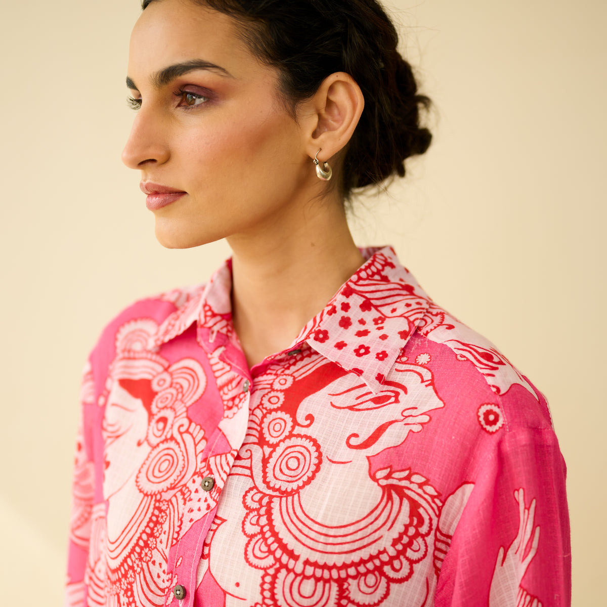 Raga Kota Doria Cotton Shirt - Pink