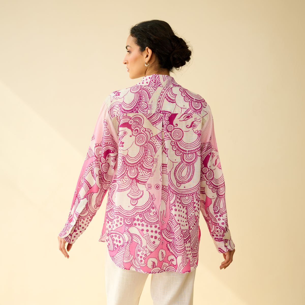 Raga Kota Doria Cotton Shirt - Pink Ombre