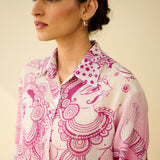 Raga Kota Doria Cotton Shirt - Pink Ombre
