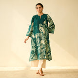 Taal Hand Embroidered Mulmul Cotton Kurta - Green