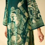 Taal Hand Embroidered Mulmul Cotton Kurta - Green