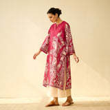 Taal Hand Embroidered Mulmul Cotton Kurta - Magenta