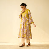 Taal Hand Embroidered Mulmul Cotton Kurta - Yellow
