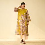 Taal Hand Embroidered Mulmul Cotton Kurta - Yellow