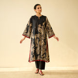 Taal Hand Embroidered Mulmul Cotton Kurta - Charcoal