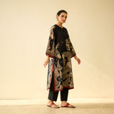 Taal Hand Embroidered Mulmul Cotton Kurta - Charcoal