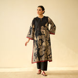 Taal Hand Embroidered Mulmul Cotton Kurta - Charcoal