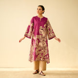 Taal Hand Embroidered Mulmul Cotton Kurta - Onion Pink