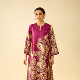 Taal Hand Embroidered Mulmul Cotton Kurta - Onion Pink