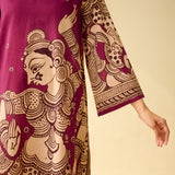 Taal Hand Embroidered Mulmul Cotton Kurta - Onion Pink