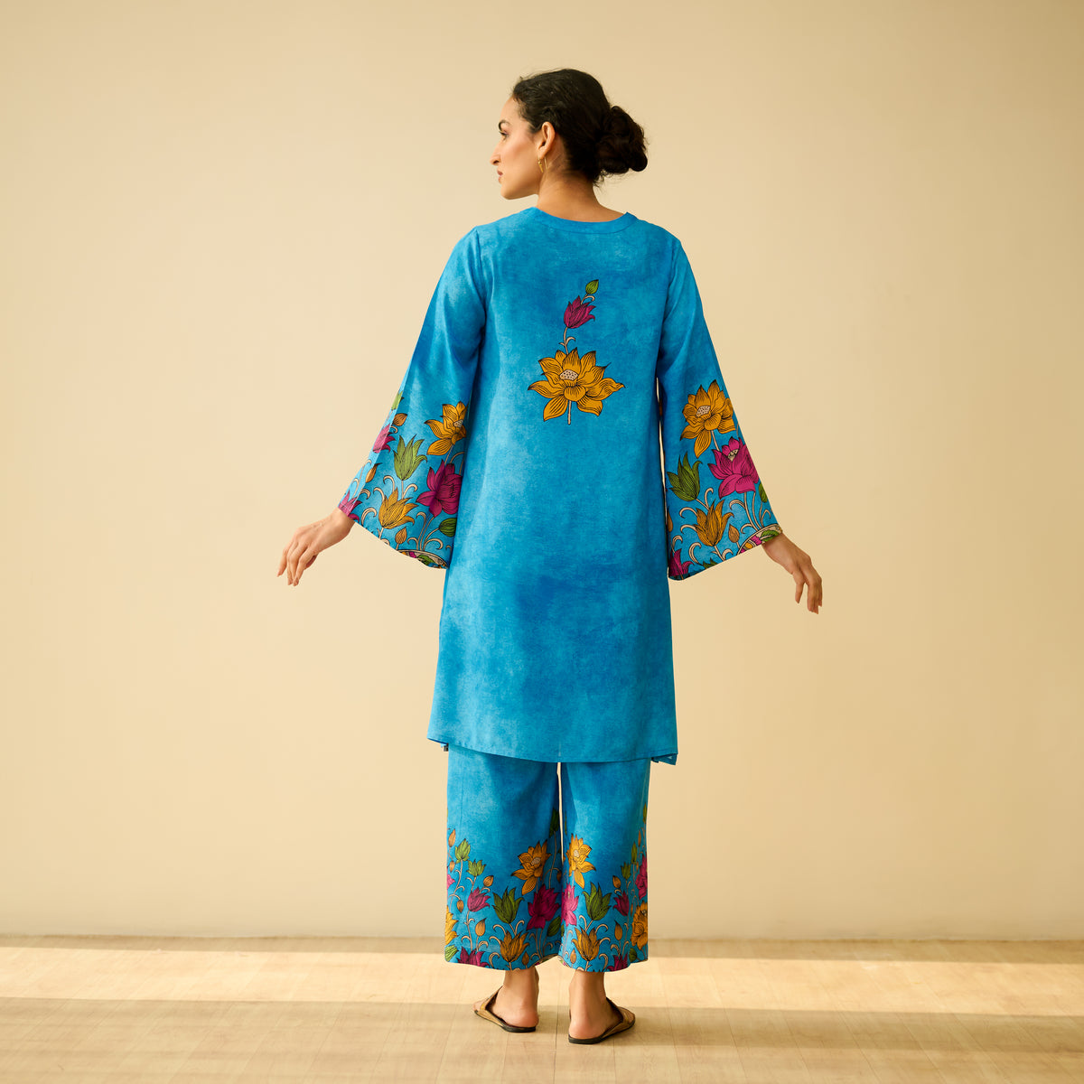 Lily Modal Hand Embroidered Coord Set - Electric Blue