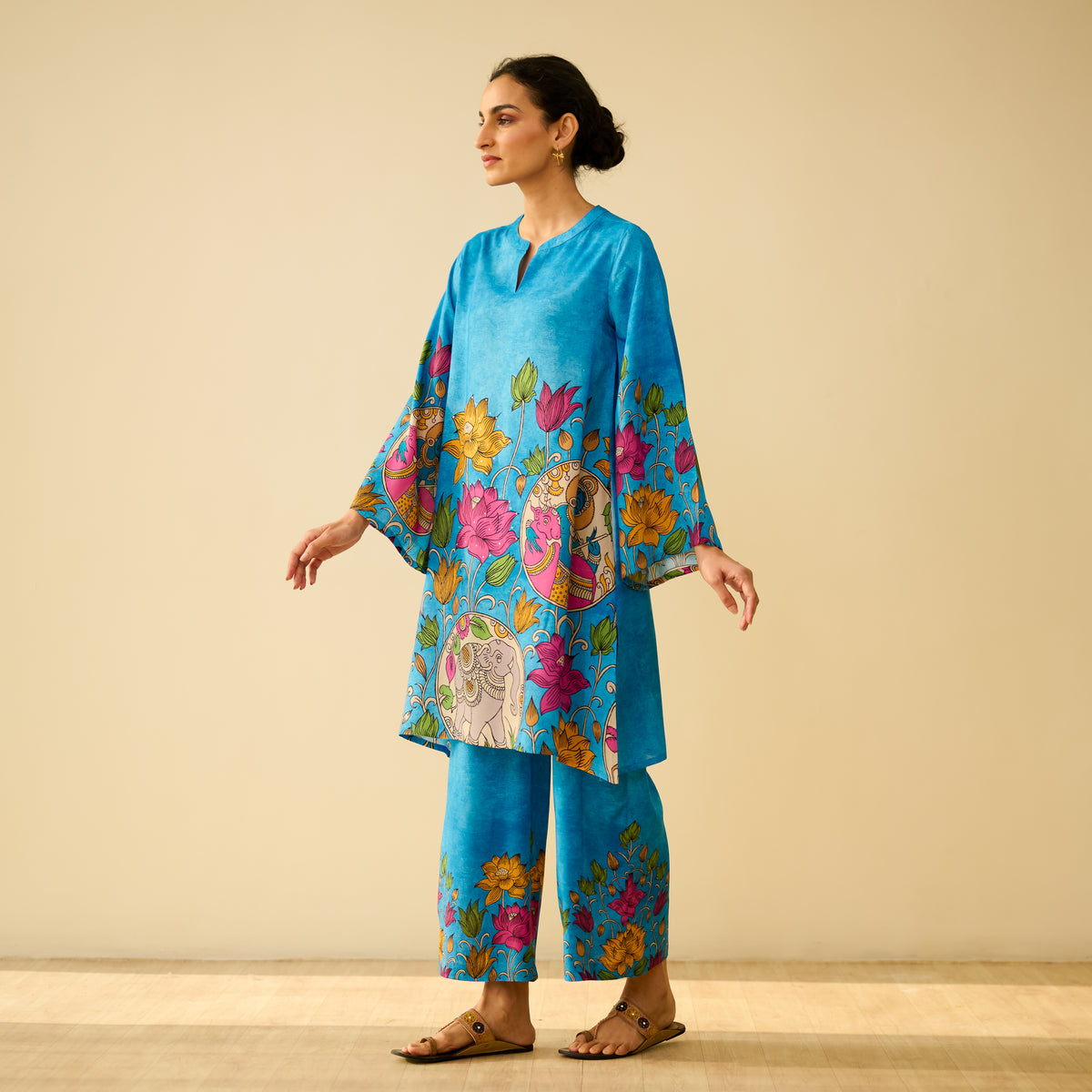 Lily Modal Hand Embroidered Coord Set - Electric Blue