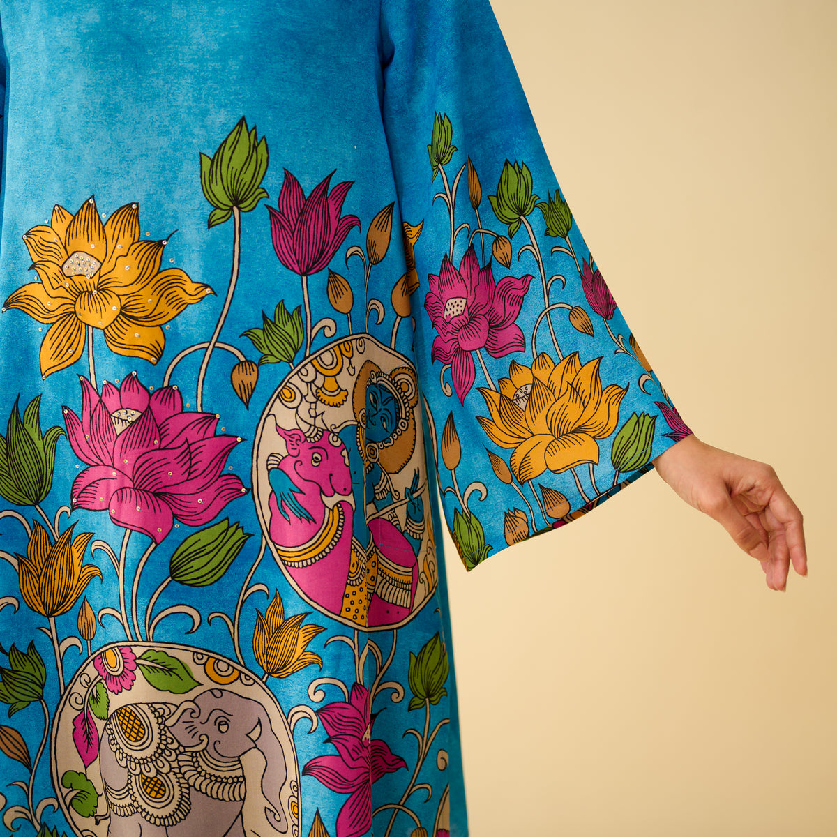 Lily Modal Hand Embroidered Coord Set - Electric Blue