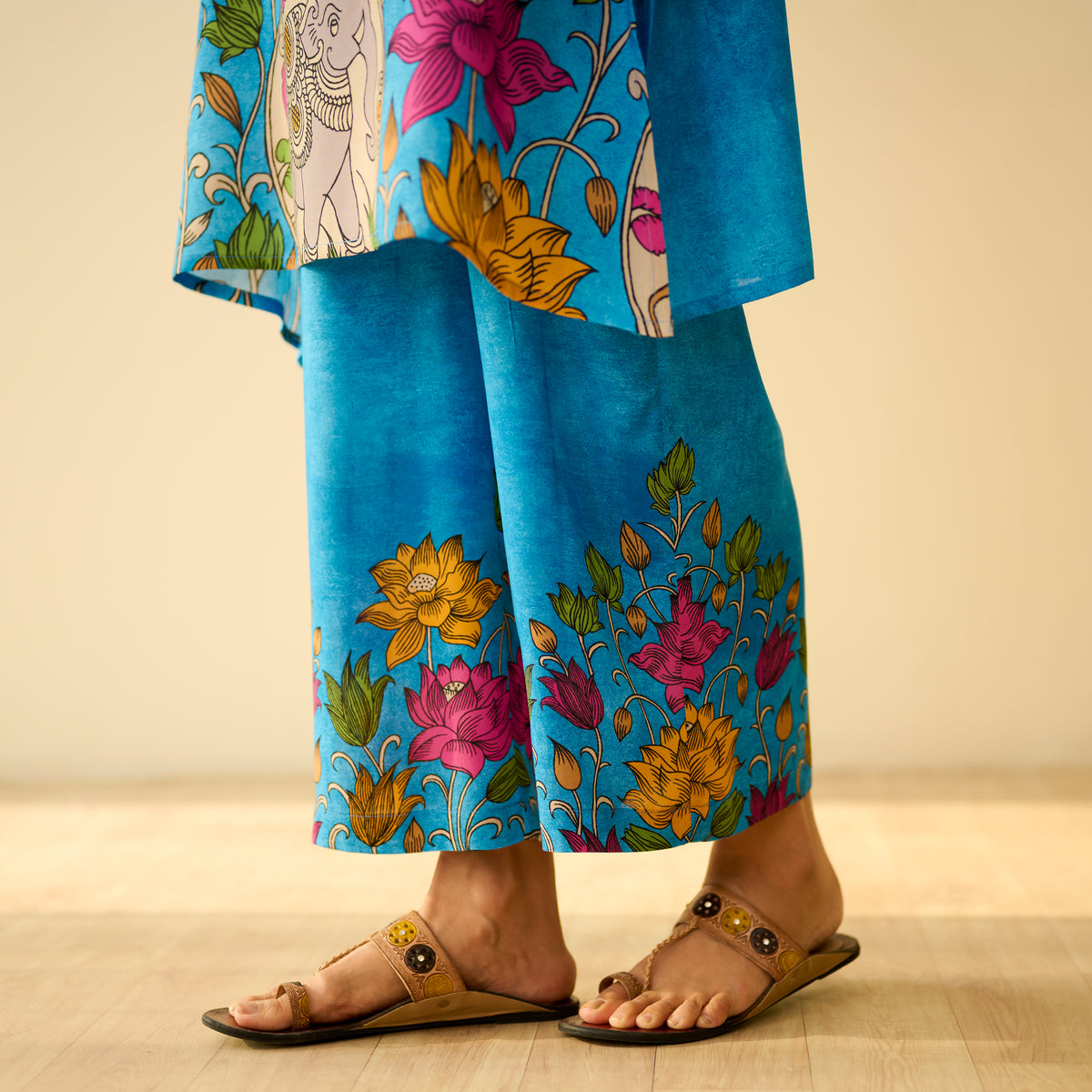 Lily Modal Hand Embroidered Coord Set - Electric Blue